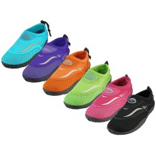 W1182L-A - Wholesale Women's "Wave" Nylon Upper With TPR. Outsole Water Shoes ( *Asst. Gray. Purple, Green, Fuchsia, Blue & Orange ) 